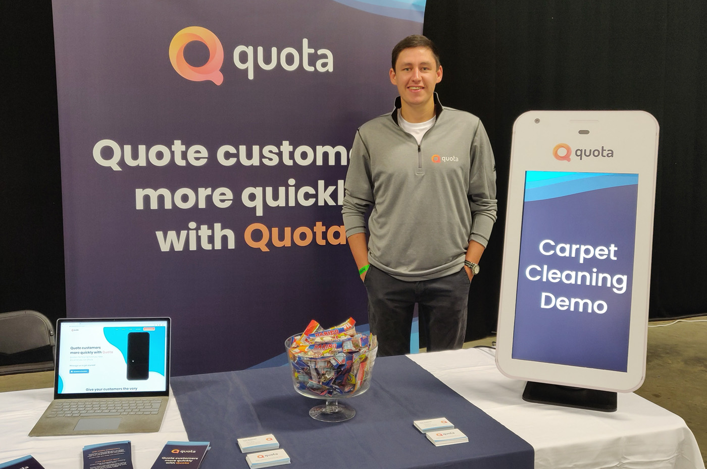 Sam at carpet cleaning trade show in 2019